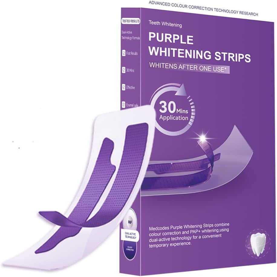 Purple Whitening Strips,28 Patch Teeth Strips,Instant