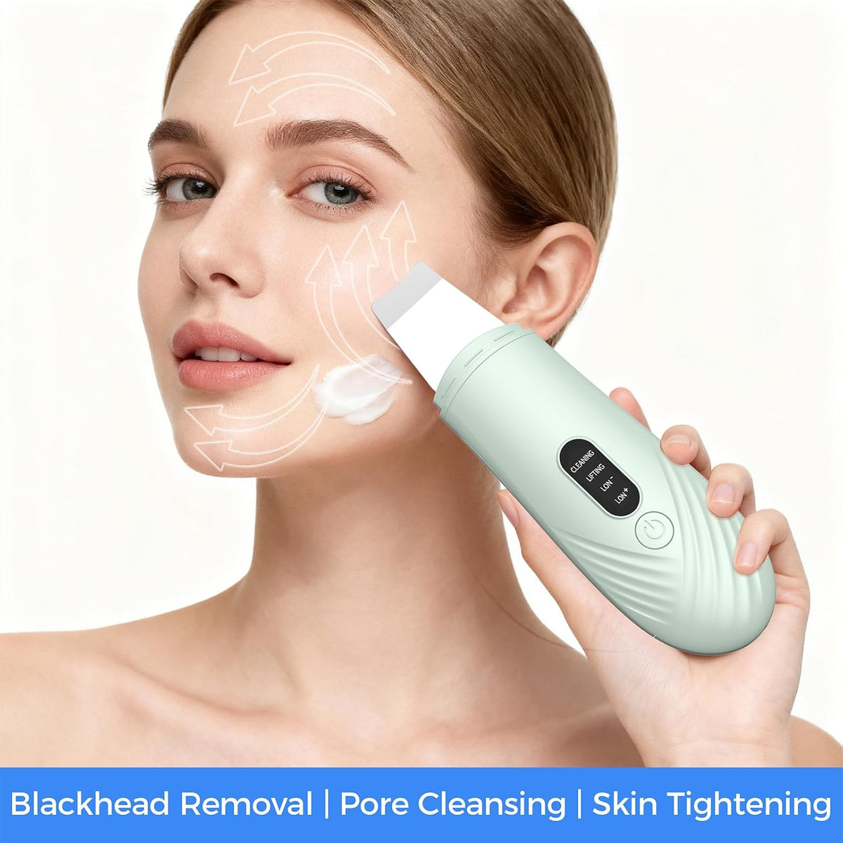 Skin Scrubber Face Spatula, Blackhead Remover Tool for Facial Deep Cleansing, Face Spatula Pore Cleaner with 4 Modes, Whitehead Remover, Blackhead Extractor, Face Scrubber (Green)