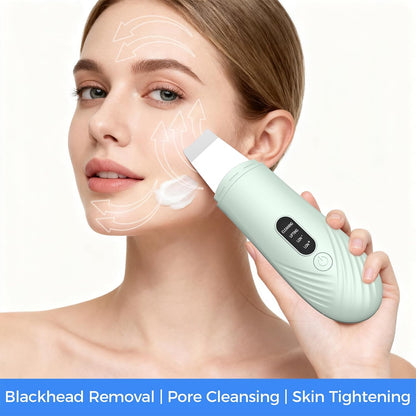 Skin Scrubber Face Spatula, Blackhead Remover Tool for Facial Deep Cleansing, Face Spatula Pore Cleaner with 4 Modes, Whitehead Remover, Blackhead Extractor, Face Scrubber (Green)