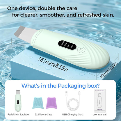 Skin Scrubber Face Spatula, Blackhead Remover Tool for Facial Deep Cleansing, Face Spatula Pore Cleaner with 4 Modes, Whitehead Remover, Blackhead Extractor, Face Scrubber (Green)