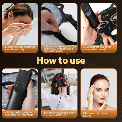 Red Light Therapy for Face,Led Face Mask Light Therapy,Portable Red Light Therapy Mask for Home and Travel Skin Care
