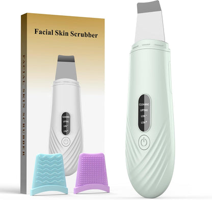 Skin Scrubber Face Spatula, Blackhead Remover Tool for Facial Deep Cleansing, Face Spatula Pore Cleaner with 4 Modes, Whitehead Remover, Blackhead Extractor, Face Scrubber (Green)