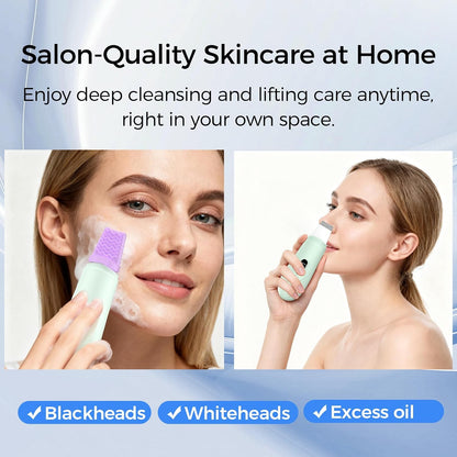 Skin Scrubber Face Spatula, Blackhead Remover Tool for Facial Deep Cleansing, Face Spatula Pore Cleaner with 4 Modes, Whitehead Remover, Blackhead Extractor, Face Scrubber (Green)