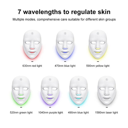 Red Light Therapy Mask for Face, 7-Color LED Face Mask, Rechargeable and Portable Skincare Device for Home Use