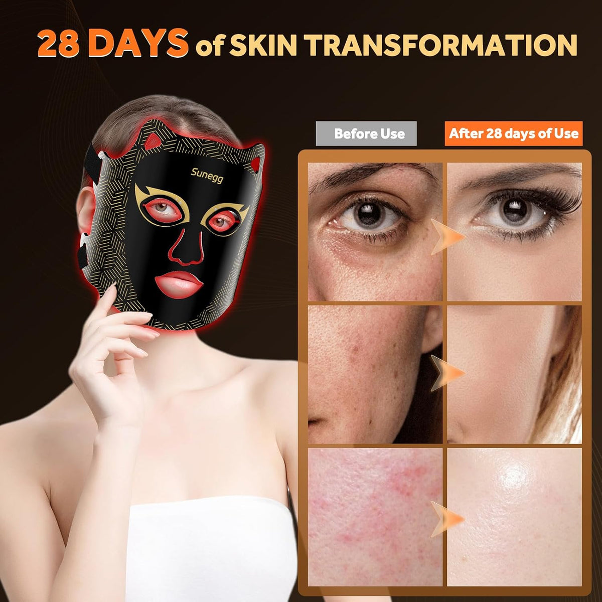 Red Light Therapy for Face,Led Face Mask Light Therapy,Portable Red Light Therapy Mask for Home and Travel Skin Care