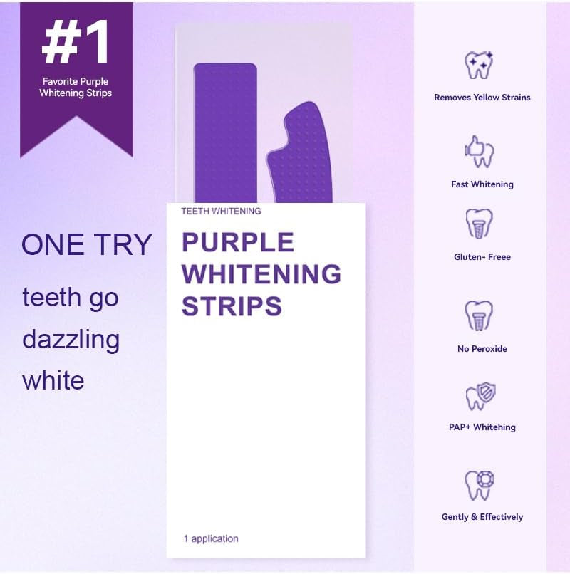 Purple Whitening Strips,28 Patch Teeth Strips,Instant